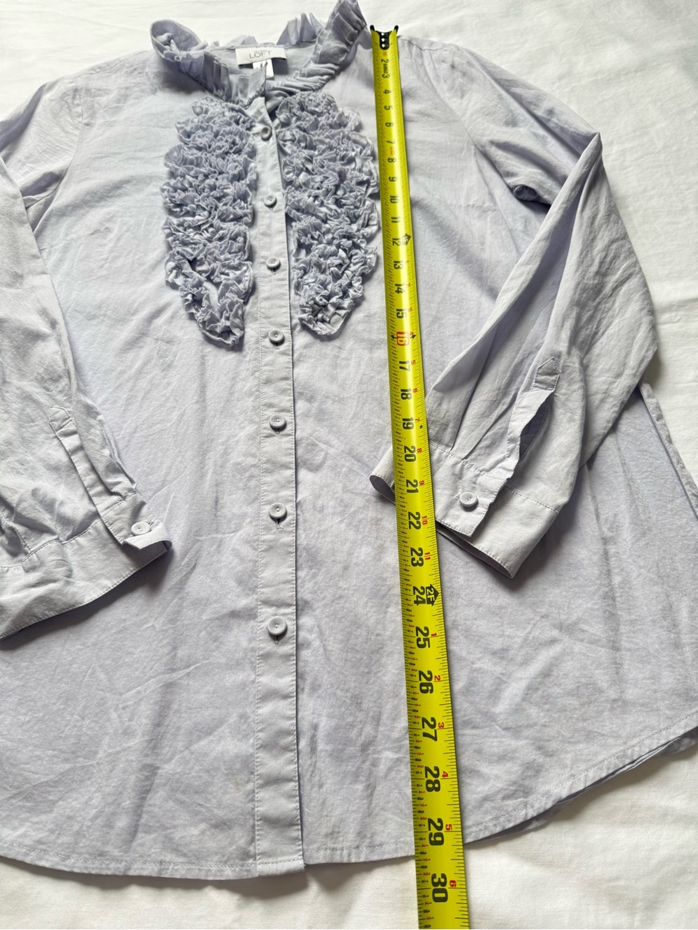 Ann Taylor/LOFT Lavender Ruffle-Front Button Blouse - Picture 3 of 6